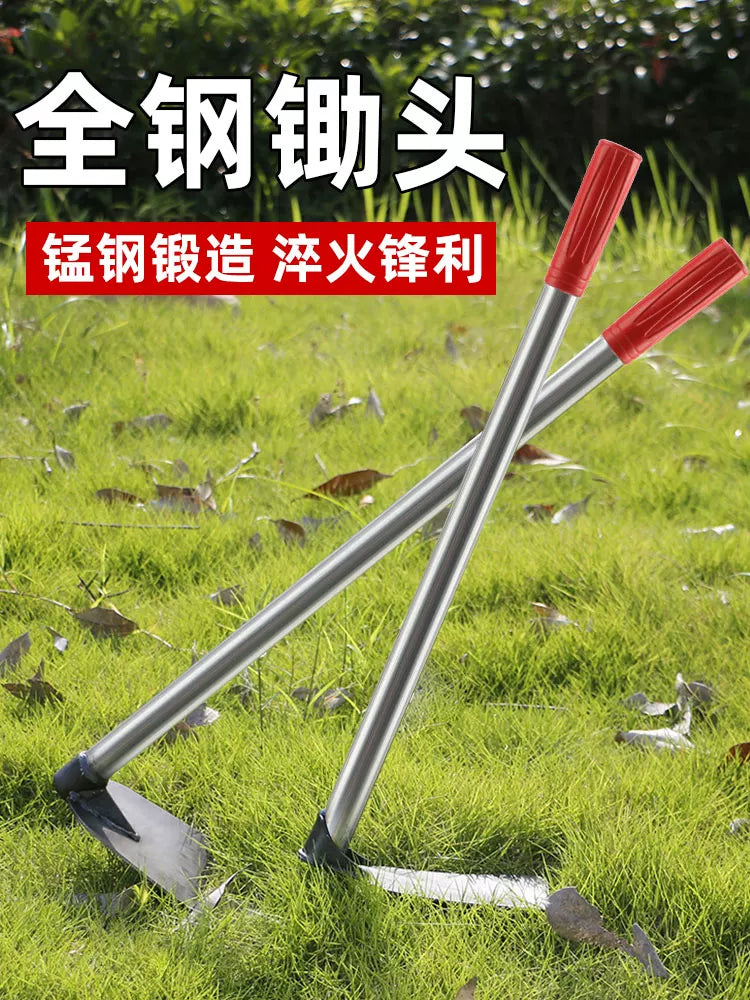 Manganese Steel Garden Hoe with Rake for Weeding, Planting, and Digging