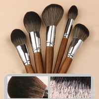 Huali Daiya 10-Piece Makeup Brush Set with Round Head Blush Brush and Tongue-shaped Foundation Brush