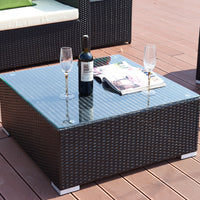 Outdoor Rattan Sectional Sofa Set with Coffee Table for Patio Balcony Hotel Office