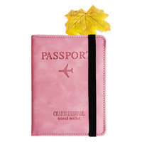 RFID Blocking PU Leather Passport Holder with Strap, Travel Document Organizer and Card Wallet