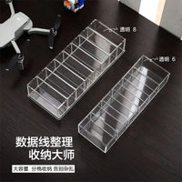 Clear Acrylic Multi-Compartment Organizer Box for Cables and Small Items