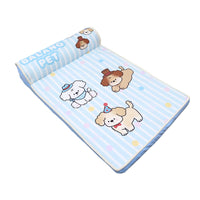 Cartoon Print Pet Cooling Mat with Neck Pillow - Scratch-Resistant Oxford Fabric Removable Washable Dog Cat Bed
