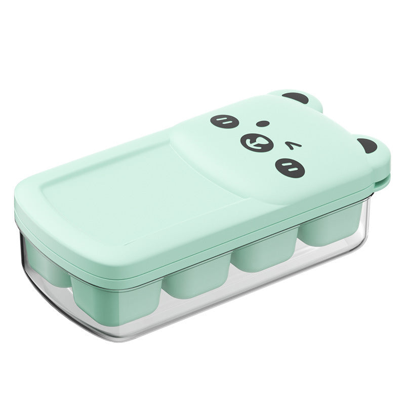 Mini Bear Ice Cube Tray Food-Grade Silicone Household Ice Mold Press-Type Ice Maker Kitchen Ice Storage Box with Lid