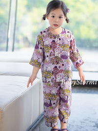 BabyStormi Bamboo Cotton Gauze 3/4 Sleeve Pajama Set for Toddlers