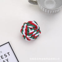 Christmas Pet Cotton Rope Chew Toy for Dogs, Teeth Cleaning Knot Toy