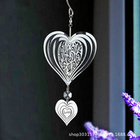 Heart-shaped Love Octagonal Bead Rotating Wind Chime for Outdoor Garden Decor