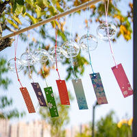 Japanese Style Cherry Blossom Glass Wind Chime with Pendant, Handmade Decorative Ornament for Home