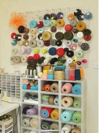 Solid Wood Pegboard Thread Holder for Sewing, Jewelry, and Craft Spools - Wall-Mounted Organizer Rack