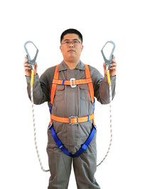 Full Body Safety Harness with Lanyard for High-Altitude Work, Construction, and Air Conditioning Installation