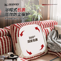 Plush Flannel Sofa Cushion Cover for Winter, Stretch Slipcover for L-Shaped and Sectional Sofas