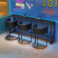 American Style Bar Table and Stool Set with Rock Slab Top for Pub Bistro Cafe
