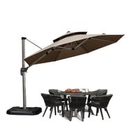 Purple Leaf Outdoor Solar LED Patio Umbrella with Base for Garden Balcony Terrace