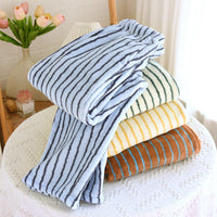 Women's Coral Fleece Thickened Striped Long Warm Flannel Nightgown
