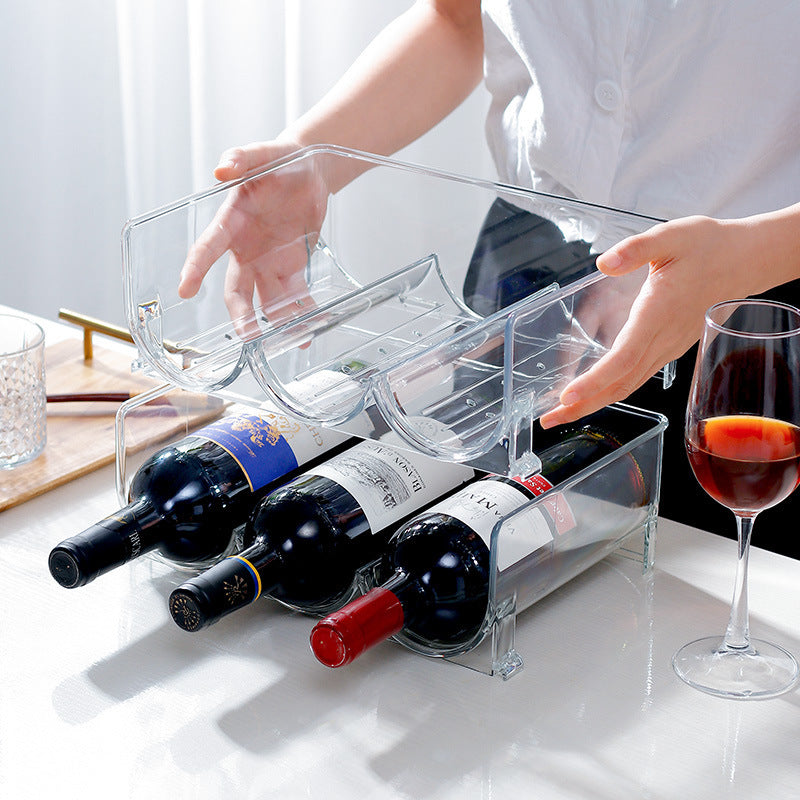 PET Clear Stackable Wine Bottle & Drink Storage Rack
