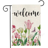 Seasonal Floral Garden Flag Double-Sided Linen Outdoor Yard Decoration for Spring Summer