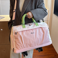 Foldable Wheeled Travel Duffel Bag with Detachable Spinner Wheels, Large Capacity Lightweight Luggage for Women