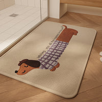 Cartoon Dachshund Linen Absorbent Quick-Dry Bathroom Floor Mat