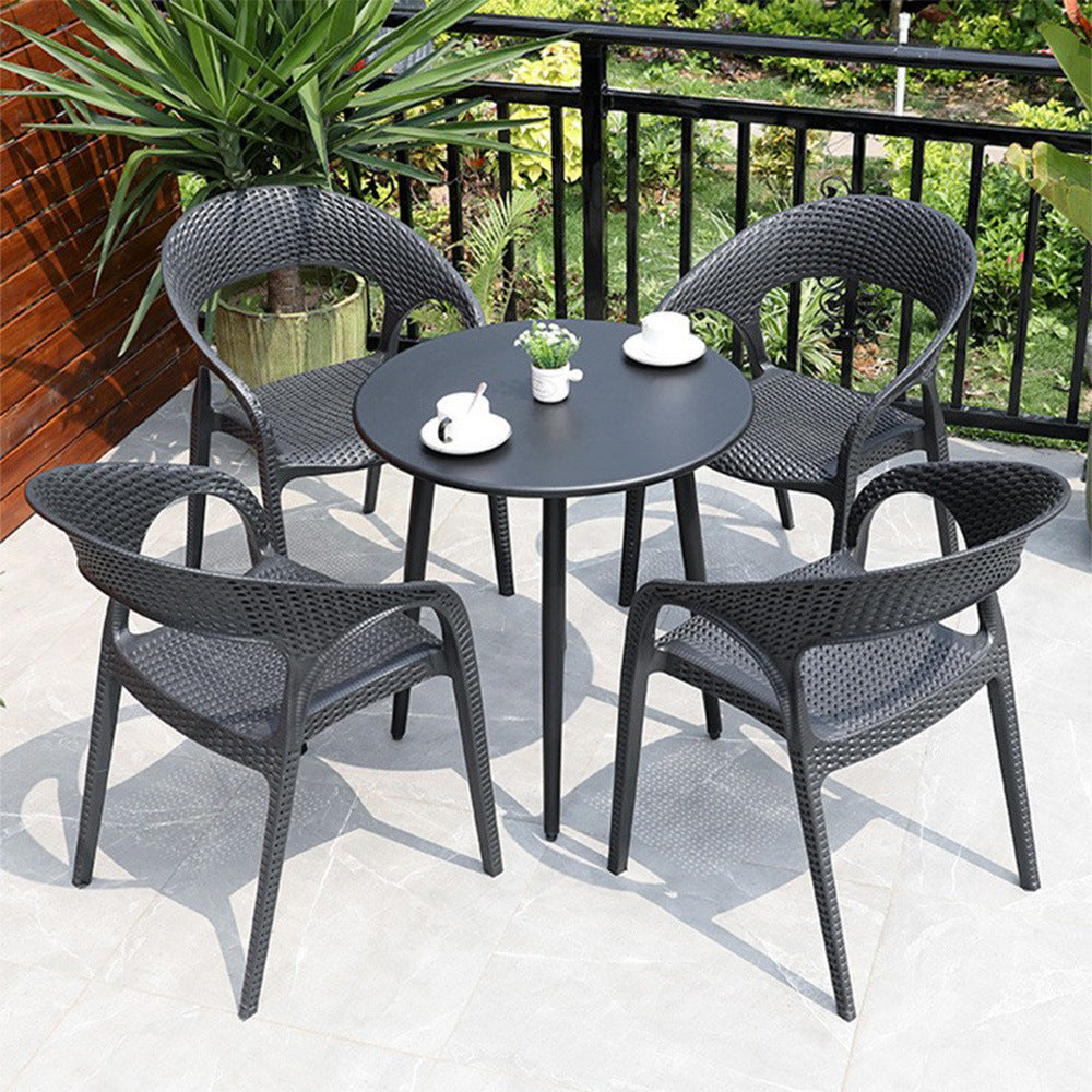 Outdoor Wicker Patio Bistro Set with Round Table and Chairs