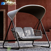 Nordic Outdoor Rope Woven Rocking Chair Villa Balcony Sunroom Garden Furniture Combination Swing Basket
