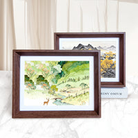 MDF Wood Photo Frame Walnut Finish for Tabletop or Wall Mounting