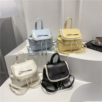 Casual Solid Color PU Leather Backpack for Women, Fashionable Korean Style School Bag