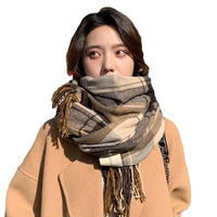 2025 Autumn/Winter Plaid Scarf for Men and Women, Thickened Korean Style Warm Shawl