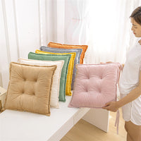 Solid Color Plush Thickened Square Chair Cushion for Dining, Office, or Student Seating