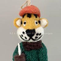 Handmade Felt Coffee Tiger Keychain Bag Charm Car Hanging Ornament