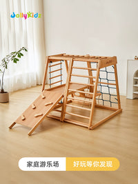 JollyKidz Beechwood Indoor Climbing Frame with Swing and Slide for Toddlers