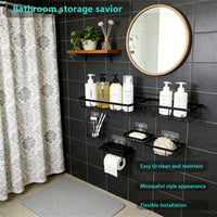 Bathroom Shower Caddy Wall Mounted Organizer Shelf No-Drill Storage for Soap & Toiletries