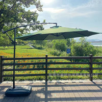 Outdoor Cantilever Patio Umbrella with Base, Large Garden & Balcony Sunshade