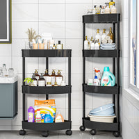 Freestanding Bathroom Corner Storage Shelf, No-Drill Toilet Organizer with Wheels