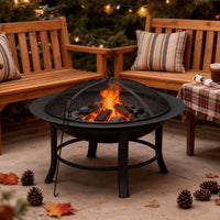 Outdoor Fire Pit with Grill Grate for Bonfire, BBQ, and Heating