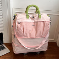 Foldable Wheeled Travel Duffel Bag with Detachable Spinner Wheels, Large Capacity Lightweight Luggage for Women