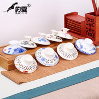Leopard Rain Ceramic Gaiwan Lid for Tea Bowls - White Porcelain Replacement Cover