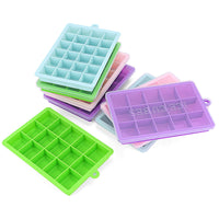Wholesale Creative Baby Food Supplement Grid 15/24-Cavity Silicone Ice Cube Tray with Lid Square DIY Ice Block Mold