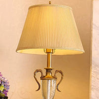 European Retro Fabric Lampshade for Table and Floor Lamps, Khaki Round Universal Bedside Lamp Cover