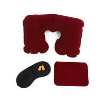Inflatable Travel Neck Pillow Set with Eye Mask and Earplugs
