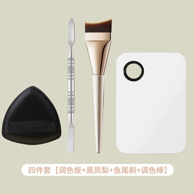 Makeup Tool Set with Foundation Brush, Mixing Palette, and Sponge