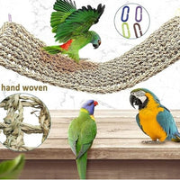 Woven Grass Parrot Swing Hammock Chew Toy for Birds and Lizards