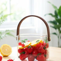 High Borosilicate Glass Fruit Basket Ice Bucket with Handle for Picnics and Parties