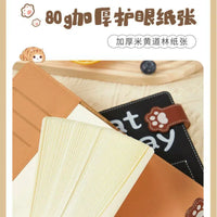 Cute Cat Paw A6 Notebook with Pen Holder, Thickened Cartoon Cat Print Journal for Students, Sketching, and Collecting