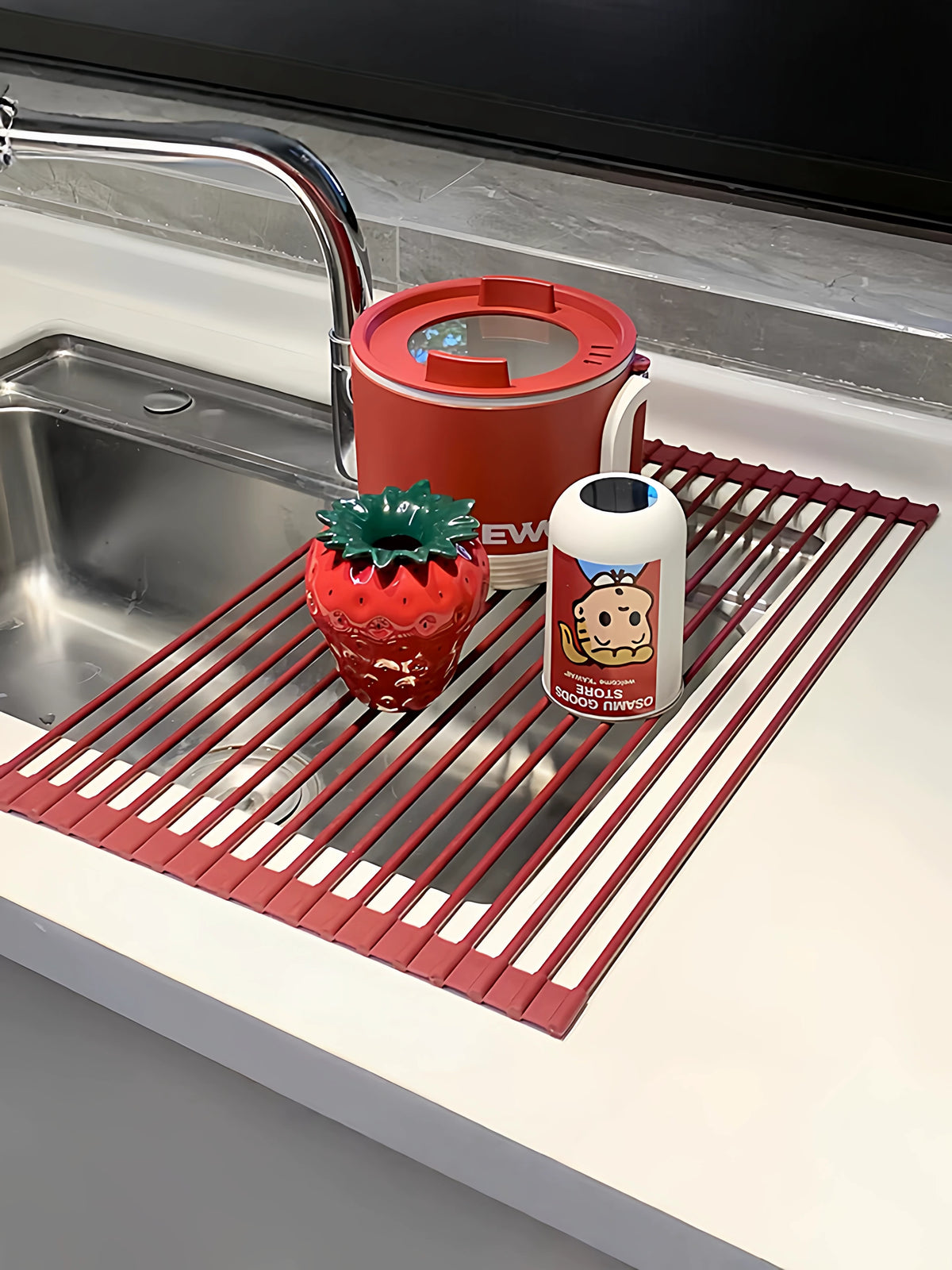 Foldable Silicone Dish Drying Rack for Kitchen Sink