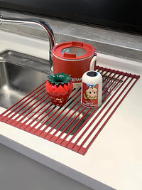 Foldable Silicone Dish Drying Rack for Kitchen Sink