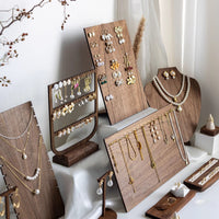 Black Walnut Jewelry Display Stand Earring Necklace Holder Large Capacity Organizer for Booths and Retail