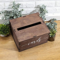Wooden Wedding Card Box with Slot for Gift Cards