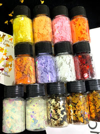 Ginkgo Leaf Glitter Powder for DIY Crafts, Resin Art, and Mahjong Tile Decoration