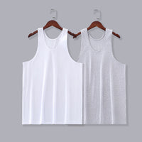 Men's Cotton Sleeveless Undershirt for Elderly, Loose Fit Round Neck Tank Top