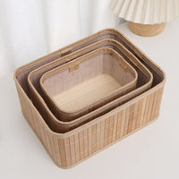 Handwoven Bamboo Storage Basket for Desktop, Cosmetics, Snacks, and Clothing