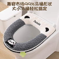 Toilet Seat Cover, Warm Embroidered Zip-Up with Handle, Soft Luxury Toilet Seat Cushion